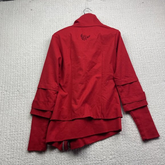 Y2K Schwiing Asymmetrical Caneva's Jacket Cherry Red Womens Sz S Boho Artsy - Picture 10 of 13